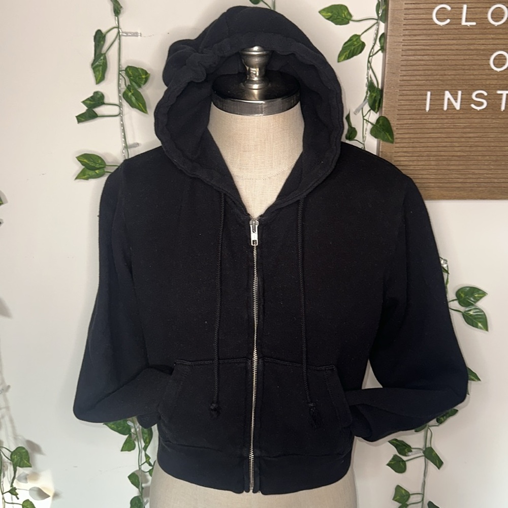 Brandy Melville Cropped Black Hoodie
